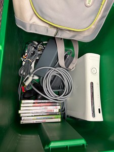 Xbox 360 Lot with Xbox 360 Carrying Case, 4 Controllers, 7 Games, & Heavy Duty connection Cables It Works