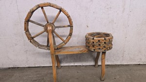 Vintage Spinning Wheel Flower Pot
