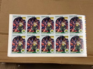 1990 NBA Hoops Uncut Sheet of Shawn Kemp Rookie Cards Basketball Cards RARE NBA Hall of Famer