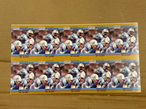 1990 Pro Set Uncut Sheet of Warren Moon Man of the Year NFL Cards Vikings and Houston Oilers Legend RARE