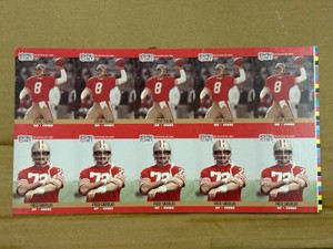 1990 Pro Set Uncut Sheet of Steve Young and Fred Smerlas Football Cards RARE San Francisco 49ers