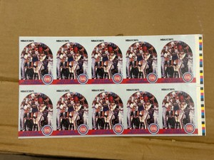 1990 NBA Hoops Isiah Thomas Back to Back World Champions Uncut Sheet of Cards RARE NBA Basketball Cards