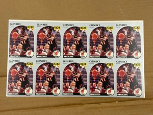 1990 NBA Hoops Uncut Sheet of Glen Rice Rookie Cards Basketball RARE Collectible