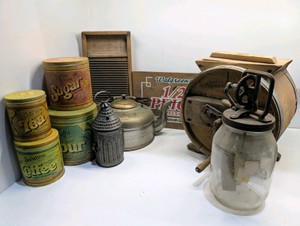 Lot of antique Collectibles and Vintage Sign