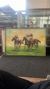 Kevin a Williams horse racing oil painting