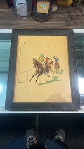 horse racing painting on plywood