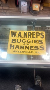 W.A. KREPS BUGGIES AND HARNESS GREENVILLE, PA. advertising sign