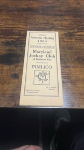 1934 pimlico Maryland jockey club race program