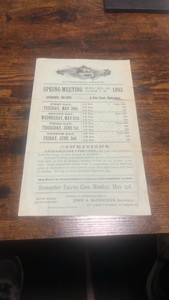 1893 homewood driving park Pittsburgh pa spring meeting blank entry form
