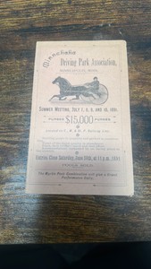 1891 minnehaha driving park association Minneapolis Minnesota race program