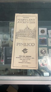 1950 pimlico Maryland jockey club race program