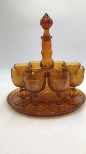 Tiara Indiana Glass Amber Wine Set