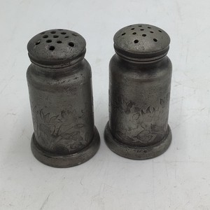 Vintage Pewter Salt and Pepper Shakers
