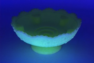 Vintage VaselineUranium Glass Footed Centerpiece Bowl