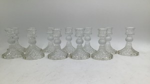Vintage Glass Candlestick Holders (Set of Twelve)