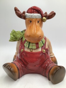 Vintage Ceramic Holiday Moose Cookie Jar