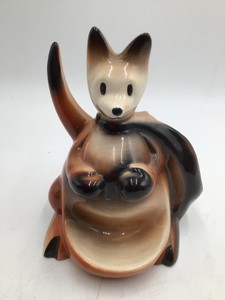 Vintage ceramic fox dresser caddy