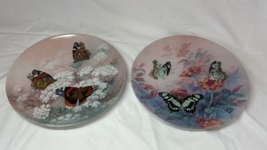Pair of Vintage Collector Plates  On Gossamer Wings Series by Lena Liu, 1988 & 1989, Butterflies