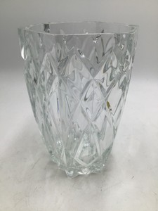 Vintage Crystal Cut Glass Vase  Diamond Pattern Octagonal Design