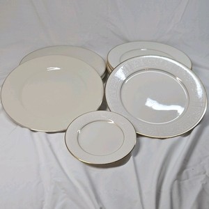 Vintage China Dinner Plates  Gold Rim & Embossed Pattern