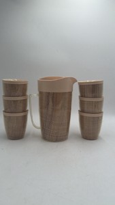 Vintage Burlap Wrapped Pitcher & Tumbler Set