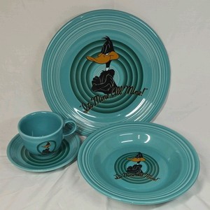Vintage 1994 Fiesta Looney Tunes Daffy Duck Its Mine, All Mine Teal Set