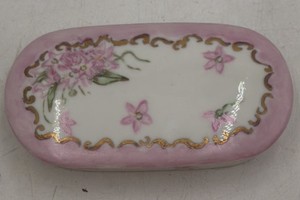 Vintage French Porcelain Trinket Box with Floral Design