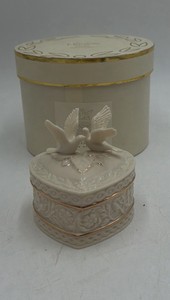 Lenox China Treasures Heart-Shaped Trinket Box with Doves