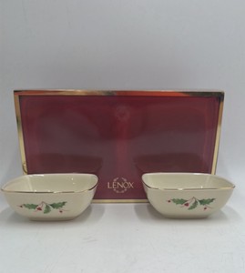 Lenox Holiday Double Bowl Set with Original Box