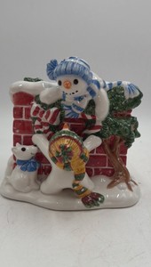 Fitz and Floyd Snowman by Chimney Figural Piece