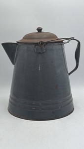 Vintage Gray Enameled Coffee Pot Percolator