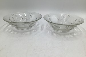 Vintage Etched Glass Goldfish Bowl Pair