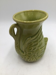 Vintage USA Green Glazed Swan Handle Pitcher