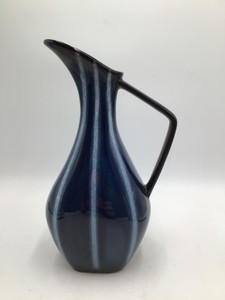 Vintage Hall USA Blue Drip Glaze Pitcher Jug #56 Mid-Century Modern