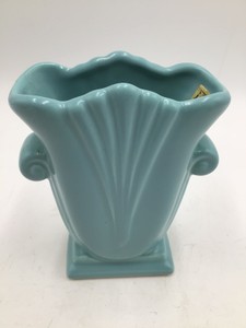 Vintage Haeger Royal Blue Turquoise Fan Vase 2003