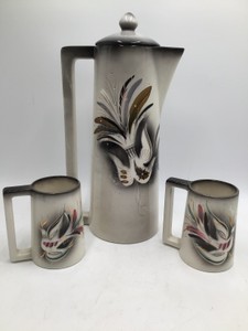 Vintage Jackie ONeal Mid-Century Modern Carafe and Mug Set