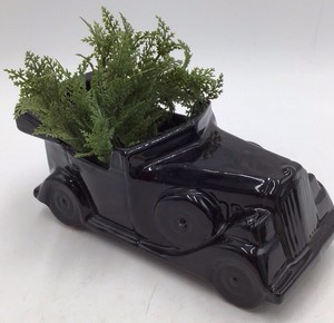 Vintage Black Ceramic Model T Truck Planter Floralaine USA Open Bed Novelty
