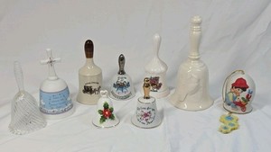 Vintage Porcelain & Glass Collectible Bells Assortment