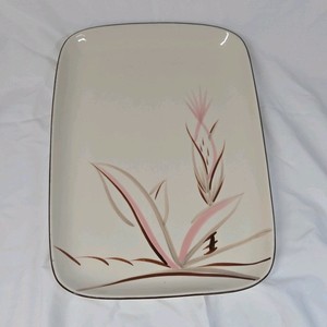 Vintage Winfield Ware Handcraft China Rectangular Platter Mid-Century Modern Pink Floral Design