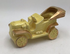 Vintage Ceramic Antique Car  Yellow with Gold Trim