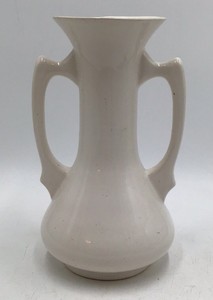 Vintage Ceramic Vase  Ivory with Handles (USA Marked)