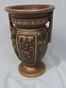 Vintage Roseville Florentine Vase  Brown with Handles (1924 Pattern)