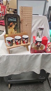 Coke Snow Village Billboard, Decorative Bench, Trays and Misc
