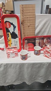 Coke Trays, Coke ERA mugs wboxes