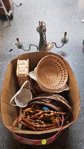 Vintage Chandelier and basket lot