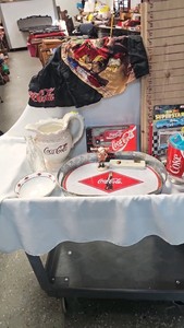 Coke Pocelain Pitcher, tray, Die Cast, Etc