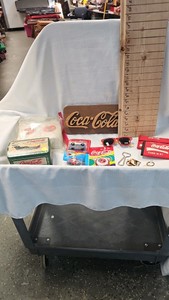 Coca Cola Napkins, tins, wood dcor sign, wallets