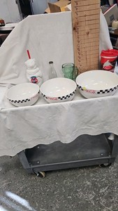 Set of Coke Mixing Bowls, glasses, etc