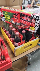 Coke Wood Crate, Bottles, 2002 Nascar Carrier