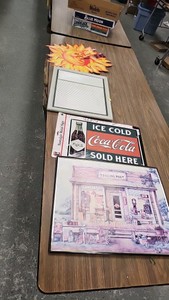 Coke Picture, Cardboard Ad Sign, etc